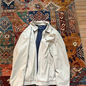 Ralph Lauren Cream Lightweight Shirt Jacket with Stand-Up Collar